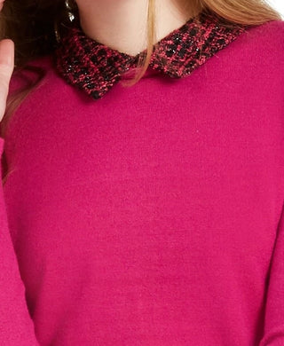 Maison Jules Women's Long Sleeve Collar Sweater Purple Size X-Large
