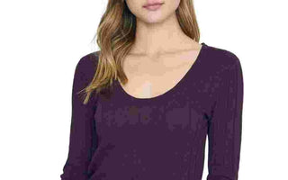 Sanctuary Women's Textured 3/4 Sleeve Scoop Neck Top Purple Size X-Large