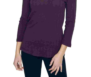 Sanctuary Women's Textured 3/4 Sleeve Scoop Neck Top Purple Size X-Large