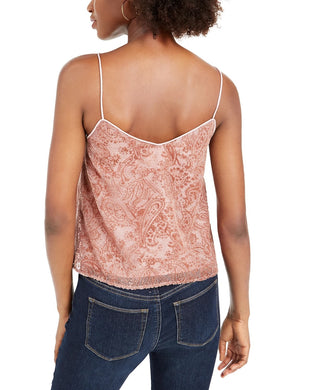 Leyden Women's Embroidered Spaghetti Strap V Neck Tank Top Pink Size X-Large