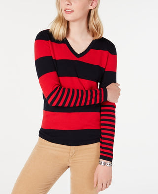 Tommy Hilfiger Women's Cotton Striped Sweater Blue Size XX-Large