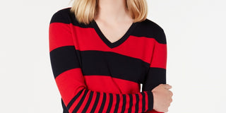 Tommy Hilfiger Women's Cotton Striped Sweater Blue Size XX-Large