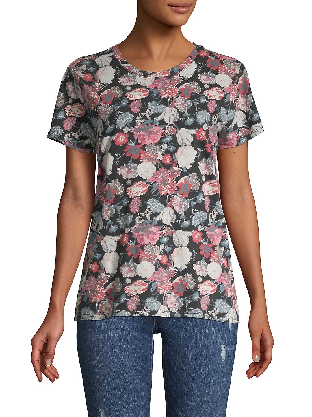 Lucky Brand Women's Cotton Printed T-Shirt Black Size X-Small – Steals
