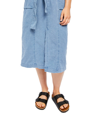 Free People Women's Catching Feelings Midi Skirt Blue Navy Size 4