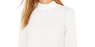 Calvin Klein Women's Petite Mock-Neck Top White Size Extra Large Petite