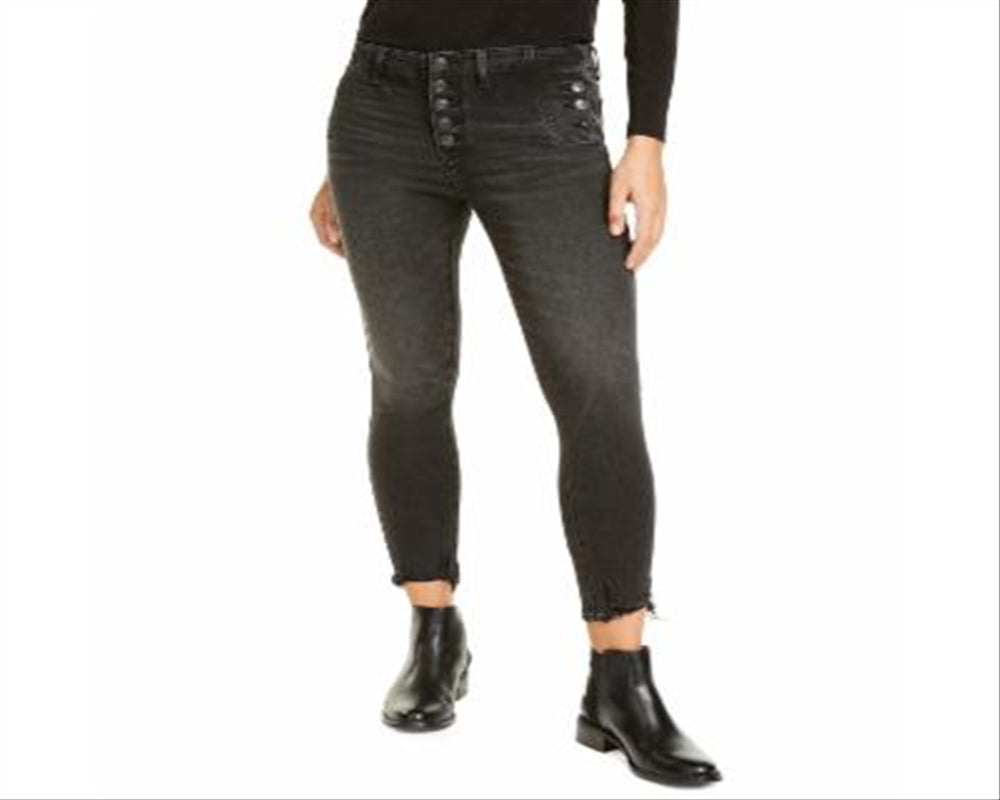 Vigoss Women's Marley Exposed Button Skinny Jeans Black Size 28 – Steals