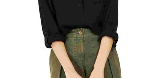 Michael Kors Women's Collared Dobby Shirt Regular & Petite Black Size X-Small