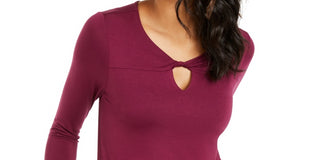 Thalia Sodi Women's Twist-Neckline Top Purple Size X-Small