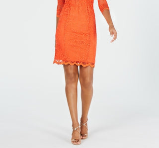 Thalia Sodi Women's Lace Sheath Dress Orange Size Small