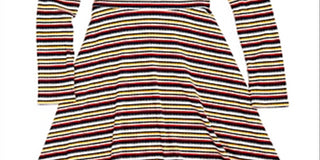 Aqua Girl's Ribbed & Striped Skater Dress Multi Size XL