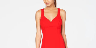 B Darlin Women's Red Spaghetti Strap V Neck Mini Body Con Cocktail Dress Red Size 5\6