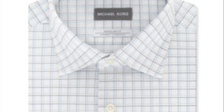 Michael Kors Men's Check Regular Fit Button Down Shirt White Size 17x32-33-XL