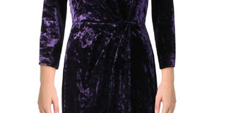 Ralph Lauren Women's Annaliah Velvet Faux Wrap Evening Dress Purple Size 8