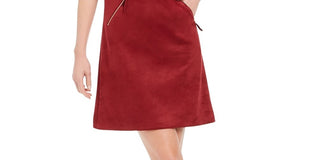 Donna Ricco Women's Faux Suede Shift Dress Red Size 2