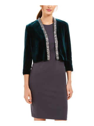 Calvin Klein Women's Embellished Long Sleeve Open Cardigan Top Green Size X-Large