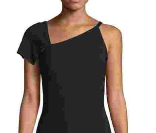 Nicole Miller Women's Artelier Black Heavy Jersey One Shoulder Mini Dress Black Size 14