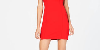 B Darlin Women's Red Spaghetti Strap V Neck Mini Body Con Cocktail Dress Red Size 9\10