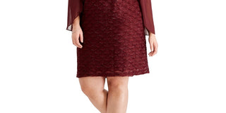 Connected Women's Jacquard Tulip Sleeve Dress Purple Size 24W