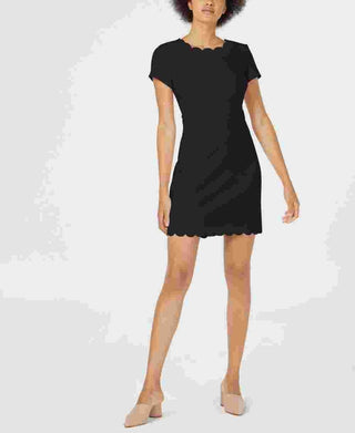 Maison Jules Women's Scalloped Sheath Dress Black Size 0