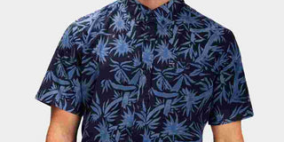 Hurley Men's Shirt Small Button Down Spray Palms Pocket Blue Size Small
