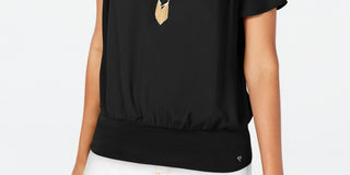 Thalia Sodi Women's Pintuck-Pleated Top Black Size Small