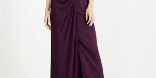 Jessica Howard Women's Burgundy Slitted Sequined Sleeveless Halter Full-Length Fit + Flare Formal Dress Red Size 10