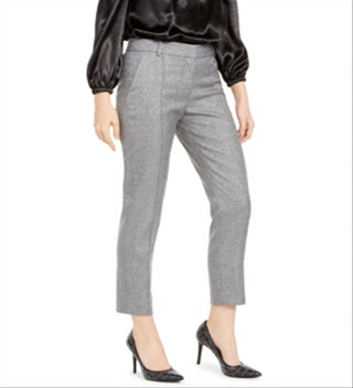 Michael Kors Women's Metallic Pintuck Ankle Pants Gray Size 6