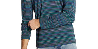 Guess Men's Saturday Stripe Long Sleeve Shirt Blue Size X-Large
