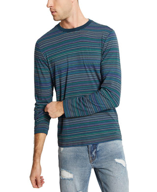 Guess Men's Saturday Stripe Long Sleeve Shirt Blue Size XX-Large