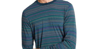 Guess Men's Saturday Stripe Long Sleeve Shirt Blue Size XX-Large
