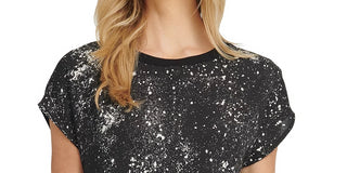DKNY Women's Paint Splattered Blouse Gray Size Medium