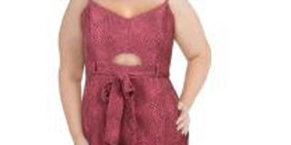Material Girl Women's Jumpsuit Pink Animal Print Cut Out Tank Cocktail Belted Pink Size Small