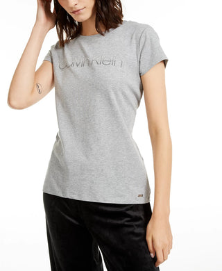 Calvin Klein Women's Studded Logo T-Shirt Grey Size Small