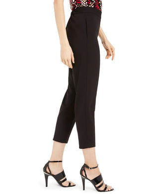 Calvin Klein Women's Piped-Trim Cropped Pants Black Size 12