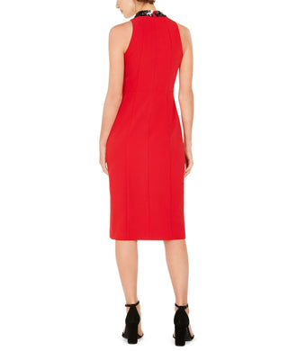 Taylor Women's Sequin-Embellished Sleeveless Sheath Dress Red Size 16