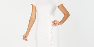 Thalia Sodi Women's Asymetrical Ruffle Dress White Size X-Large
