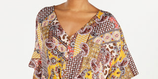 Ultra Flirt Juniors' Printed Tie-Front Top Yellow Size X-Small