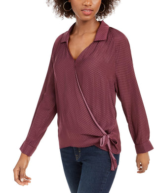 Leyden Women's Collared Wrap Top Purple Size X-Small