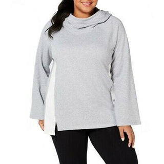 Calvin Klein Women's Long Sleeve Cowl Neck Hoodie Top Gray Size Small