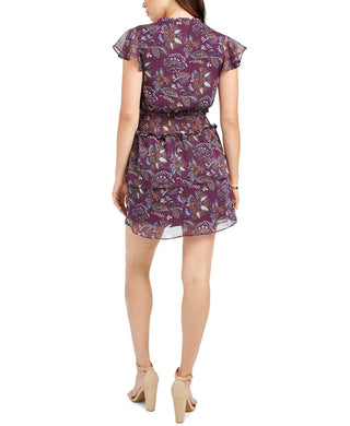 Q & A Women's Smocked Floral Print Dress Purple Size X-Large