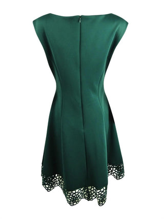 Donna Ricco Women's Scuba Fit & Flare Dress Green Size 14