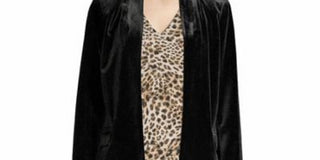 Calvin Klein Women's Long Sleeve Open Front Velvet Jacket Black Size 4