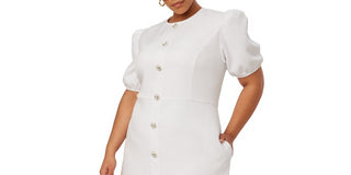 Danielle Bernstein Women's Trendy Plus Size Rhinestone-Button Mini Dress White Size Petite Small