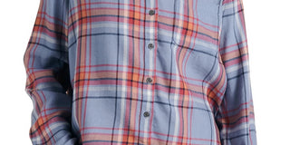 Lucky Brand Women's Classic Plaid Contrast Button Up Shirt Blue Size Medium