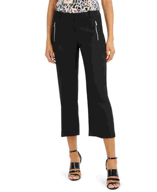 Calvin Klein Women's Pocketed Zippered Pants Black Size 10 Petite