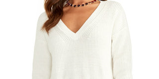 Rachel Roy Women's Knit V Neck Sweater White Size XX-Large