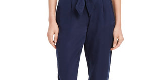 Maison Jules Women's Cropped Mid Rise Paperbag Pants Beige Size XXS-