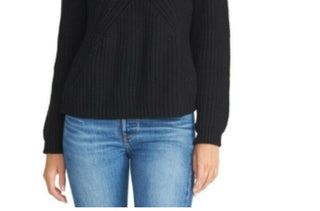 Rachel Roy Women's Edie Open Knit Turtleneck Sweater Black Size Small