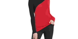 DKNY Women's Colorblocked Asymmetrical Sweater Red Size Small