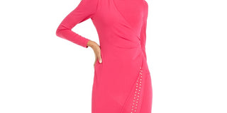 Thalia Sodi Women's Studded Wrap Sheath Dress  Bright Pink Size Medium